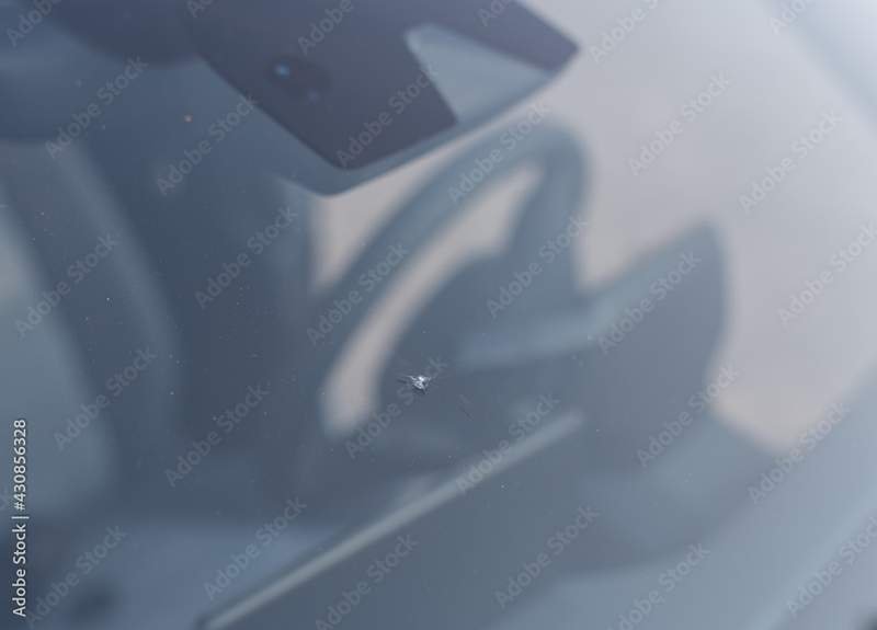 Stone chip in a windshield